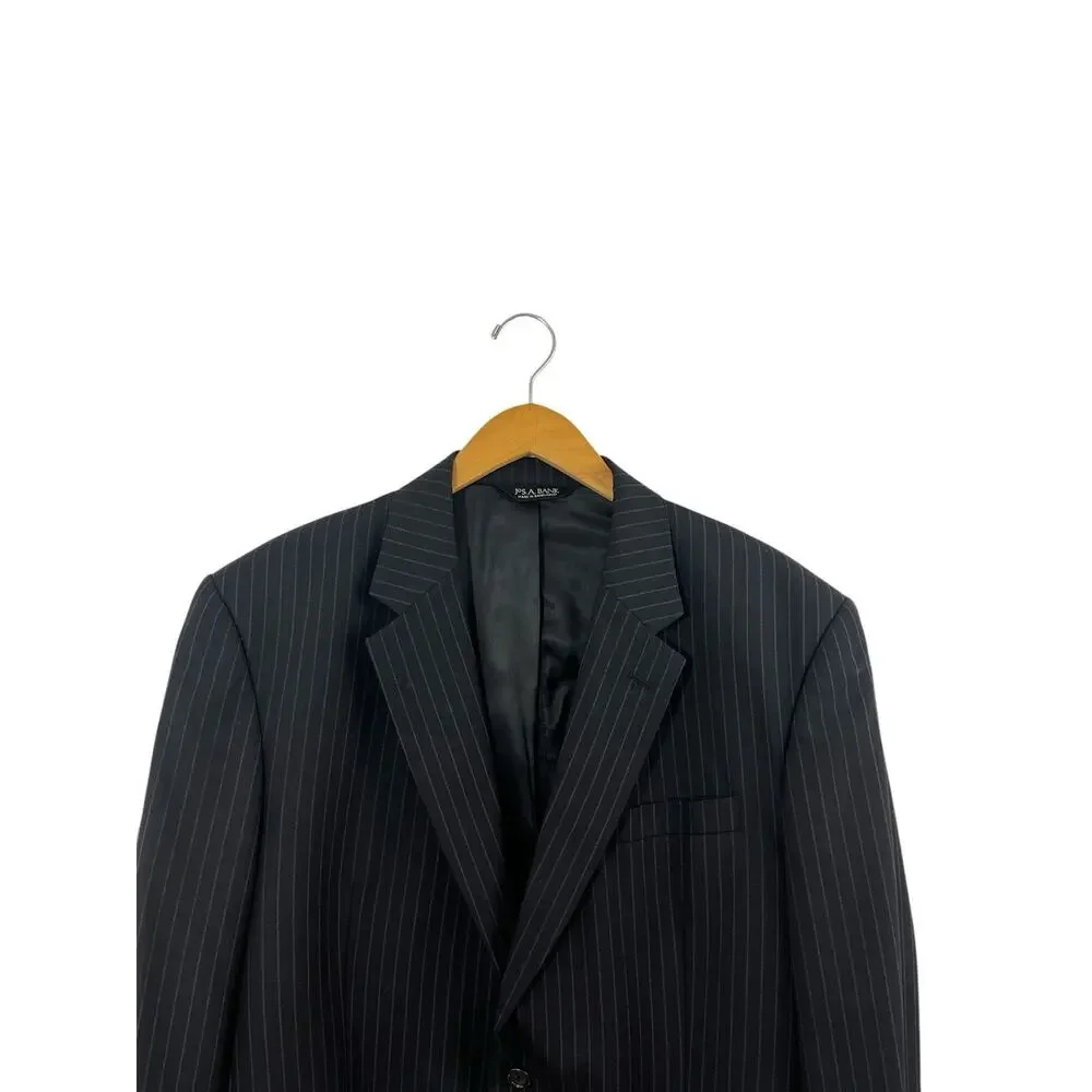 JoS. A. Bank Blazer Men's 44R Blue Pinstripe Wool Sport Coat Jacket Event Formal